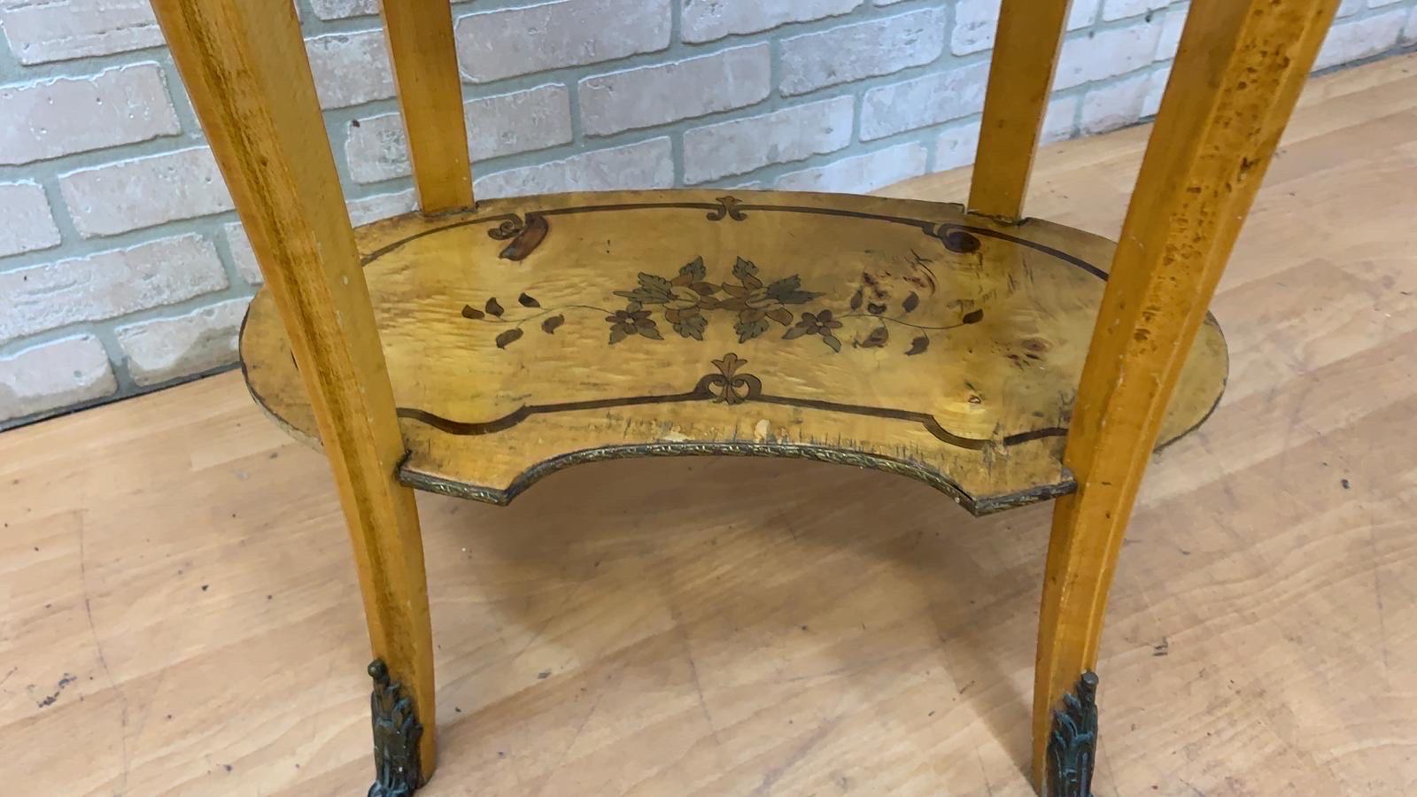 20th Century Vintage Italian Two Tier Inlaid Side Table For Sale