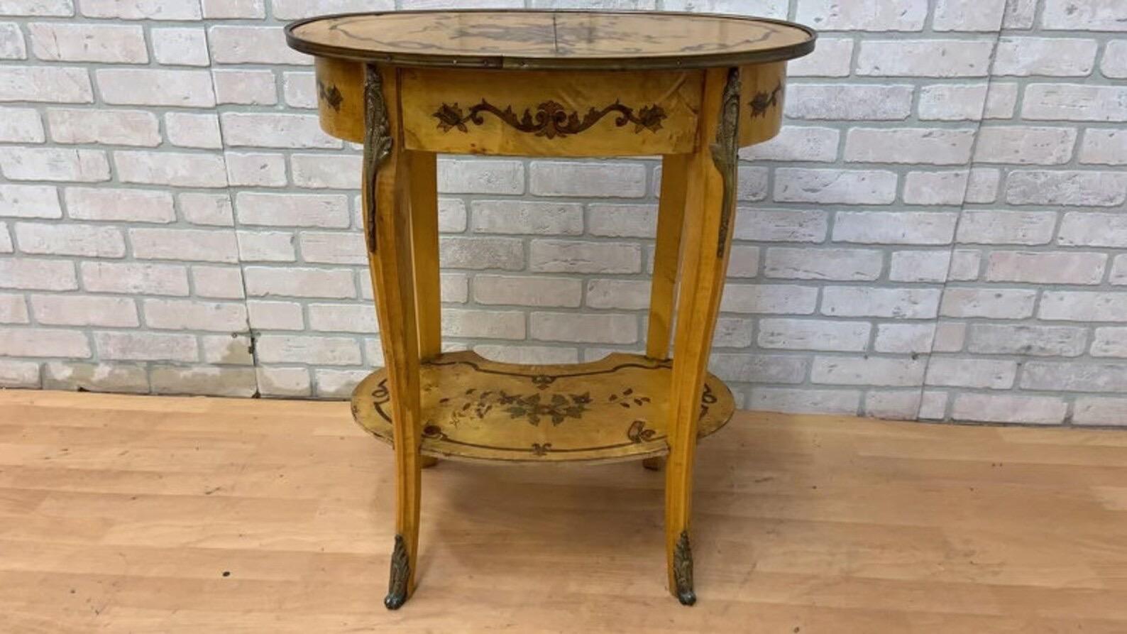 20th Century Vintage Italian Two Tier Inlaid Side Table For Sale