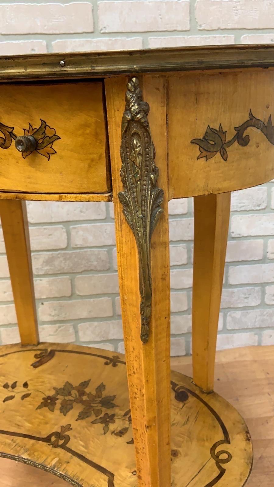 Paint Vintage Italian Two Tier Inlaid Side Table For Sale