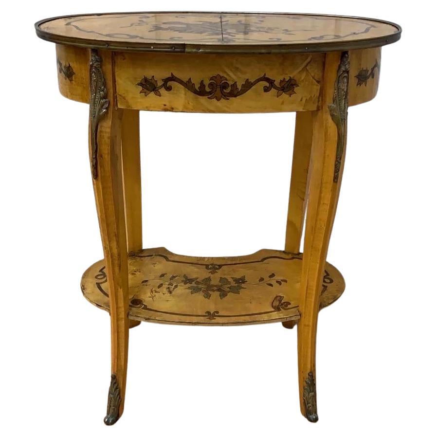 Italienischer zweistufiger Vintage-Beistelltisch mit Intarsien