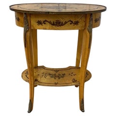 Mesa auxiliar italiana vintage de dos niveles con incrustaciones