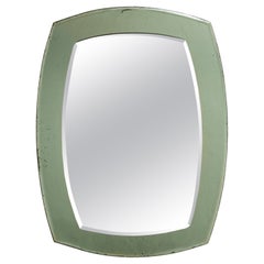Italian Mid-Century Modern Sage Green Curved Rectangular Mirror
