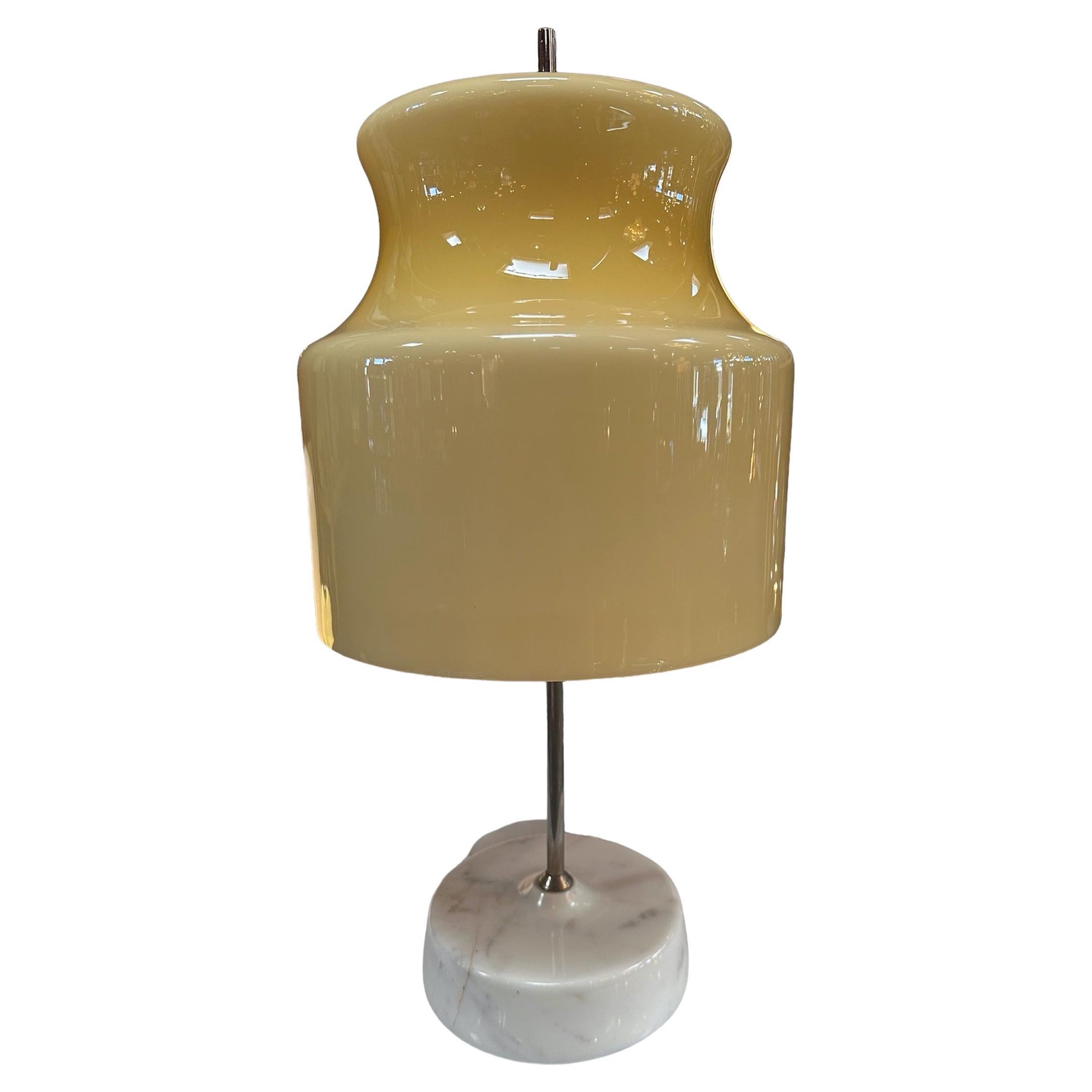 Vintage Italian Unique Marble and Glass Table Lamp 1980s