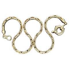 Retro Italian Unisex Solid 18k 750 Yellow Gold Bolt Lock 18 Inch Charm Holder