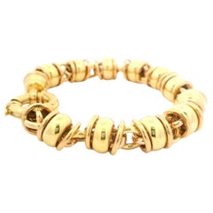 Vintage Italian Urbano 18k Yellow Rose Gold Rondelle Design Round Link Bracelet