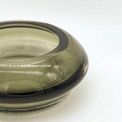 Vintage Italian Valet Tray in Thick Grey Murano Glass, Space Age Era Vide Poche