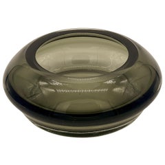 Vintage Italian Valet Tray in Thick Grey Murano Glass, Space Age Era Vide Poche