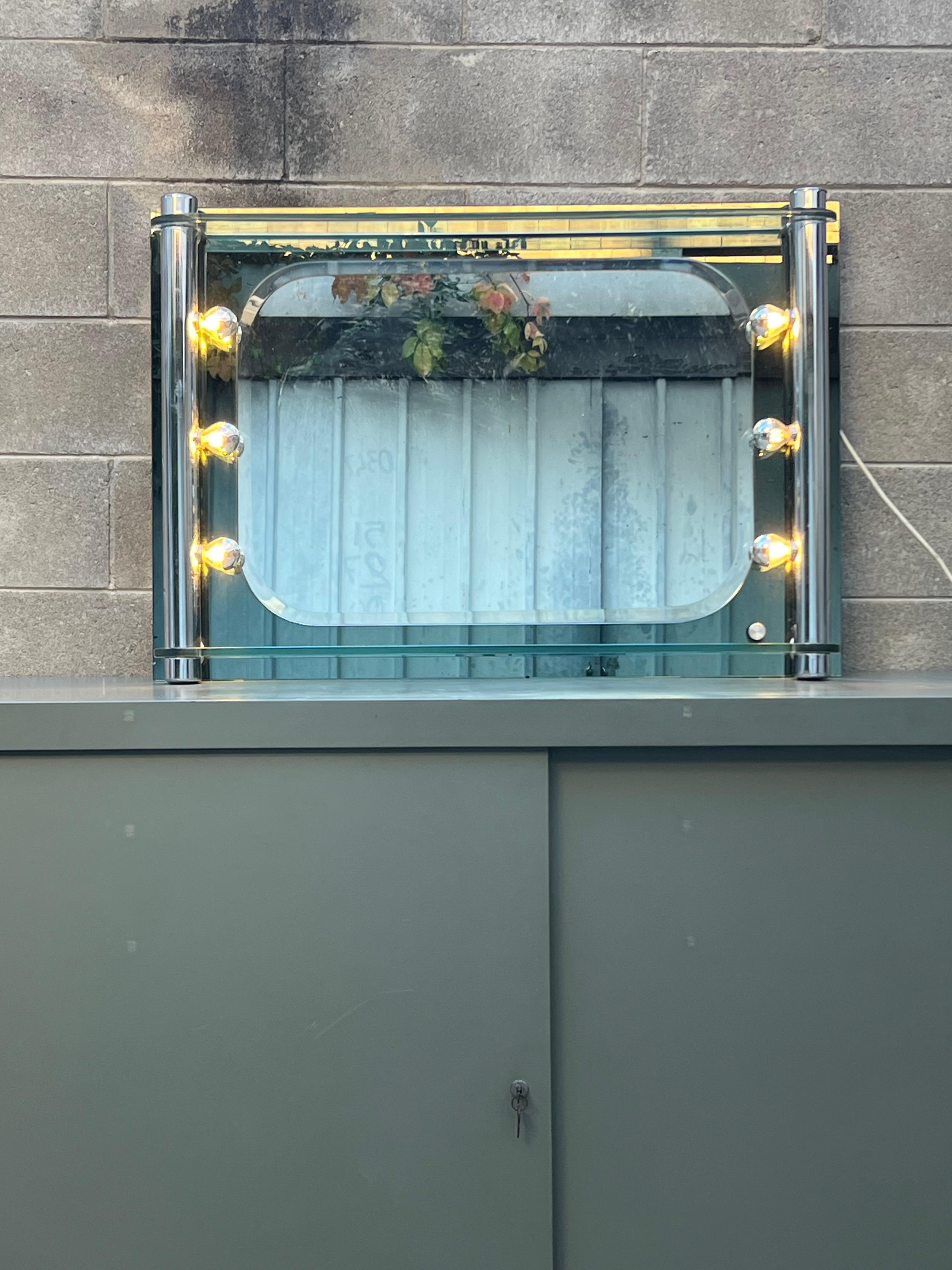 Vintage Italian Vanity Mirror with Lights, makeup art stylish fashion mirror For Sale 10