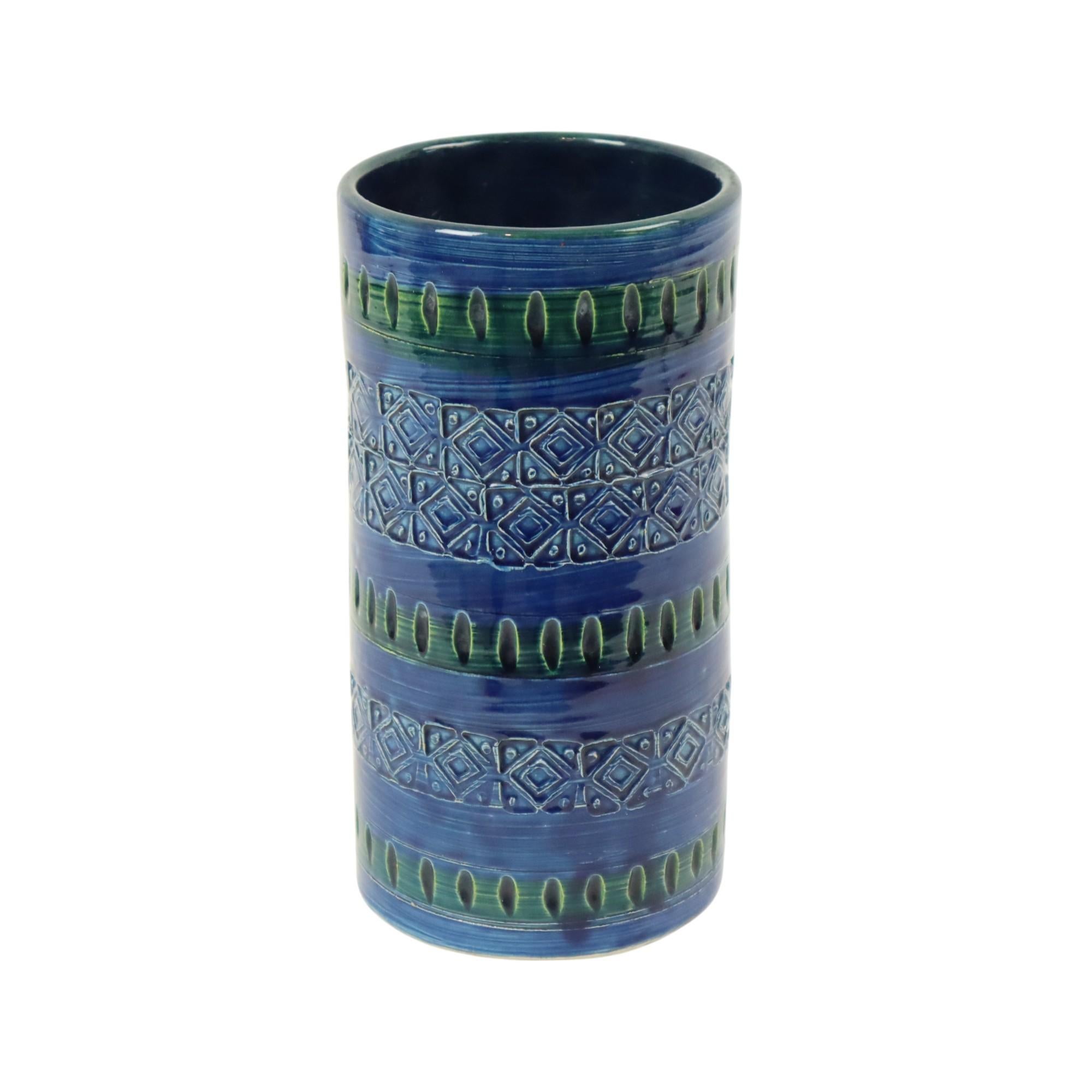 Smaltato Vaso italiano d'epoca Ceramiche Minerva Blu in ceramica in vendita