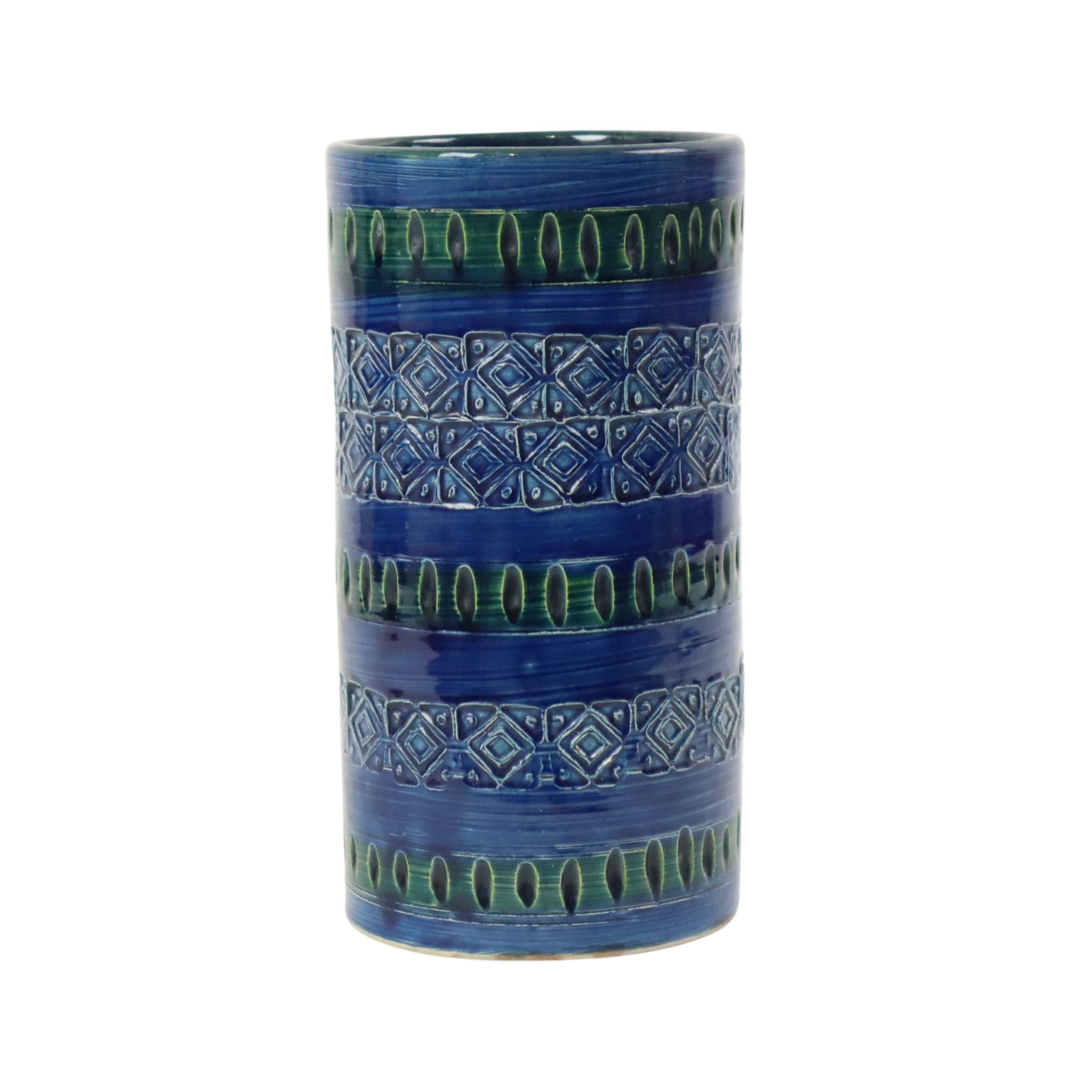 Vaso italiano d'epoca Ceramiche Minerva Blu in ceramica In condizioni buone in vendita a Poperinge, BE