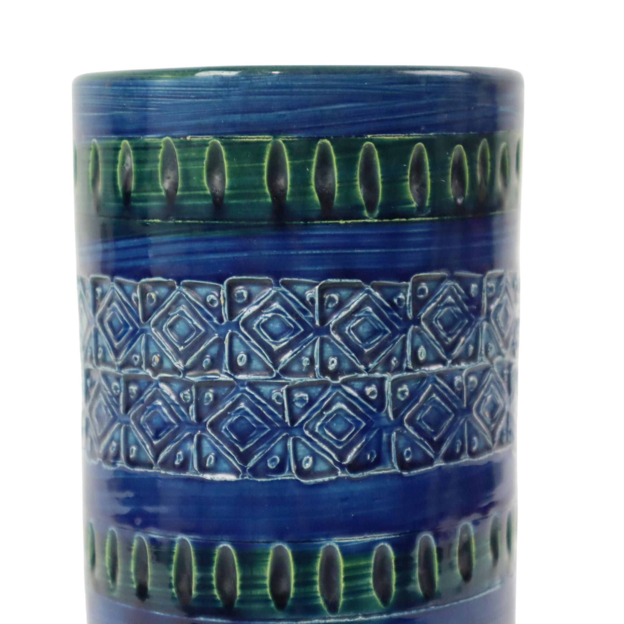 Fine XX secolo Vaso italiano d'epoca Ceramiche Minerva Blu in ceramica in vendita