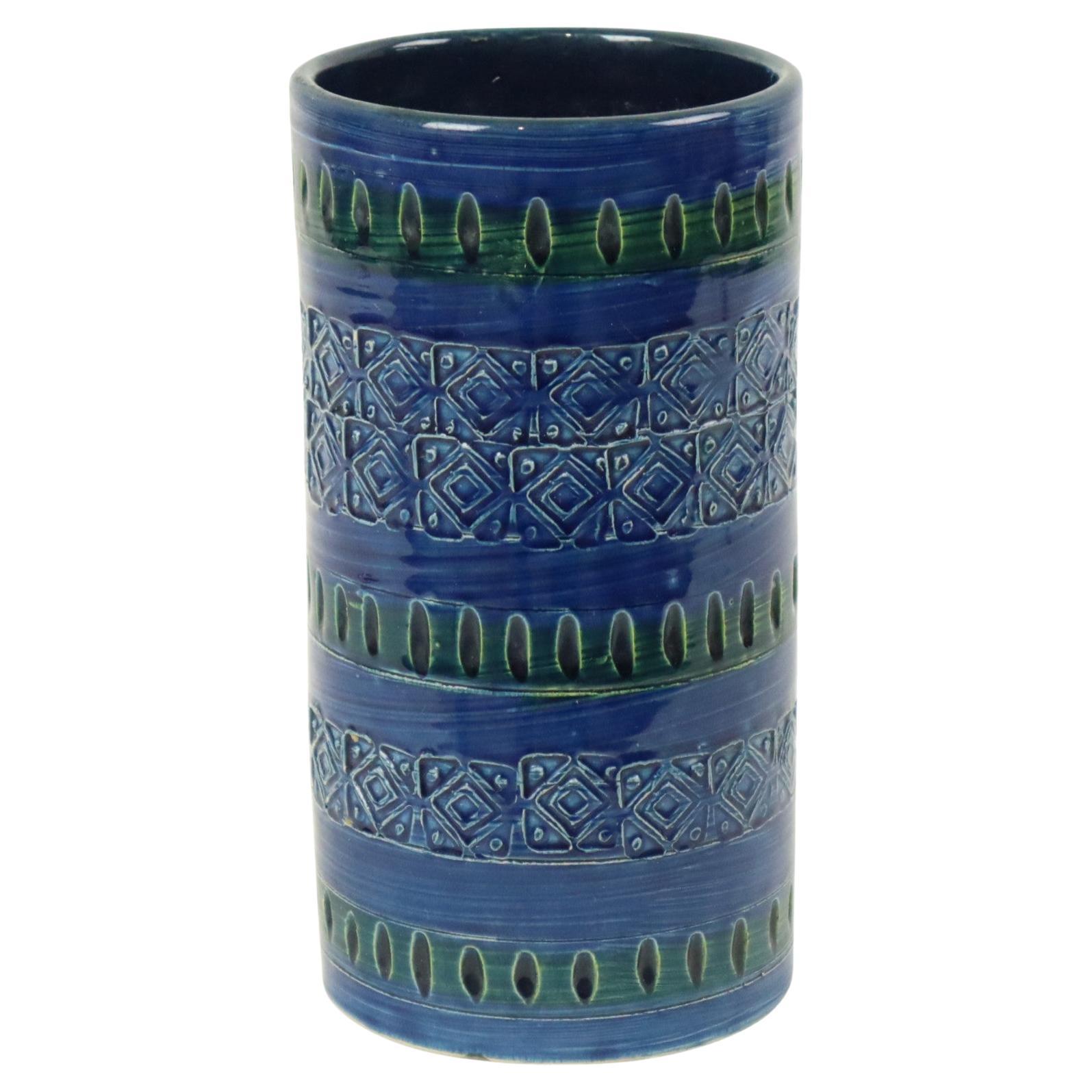 Vintage Italian Vase Ceramiche Minerva Blue Ceramic