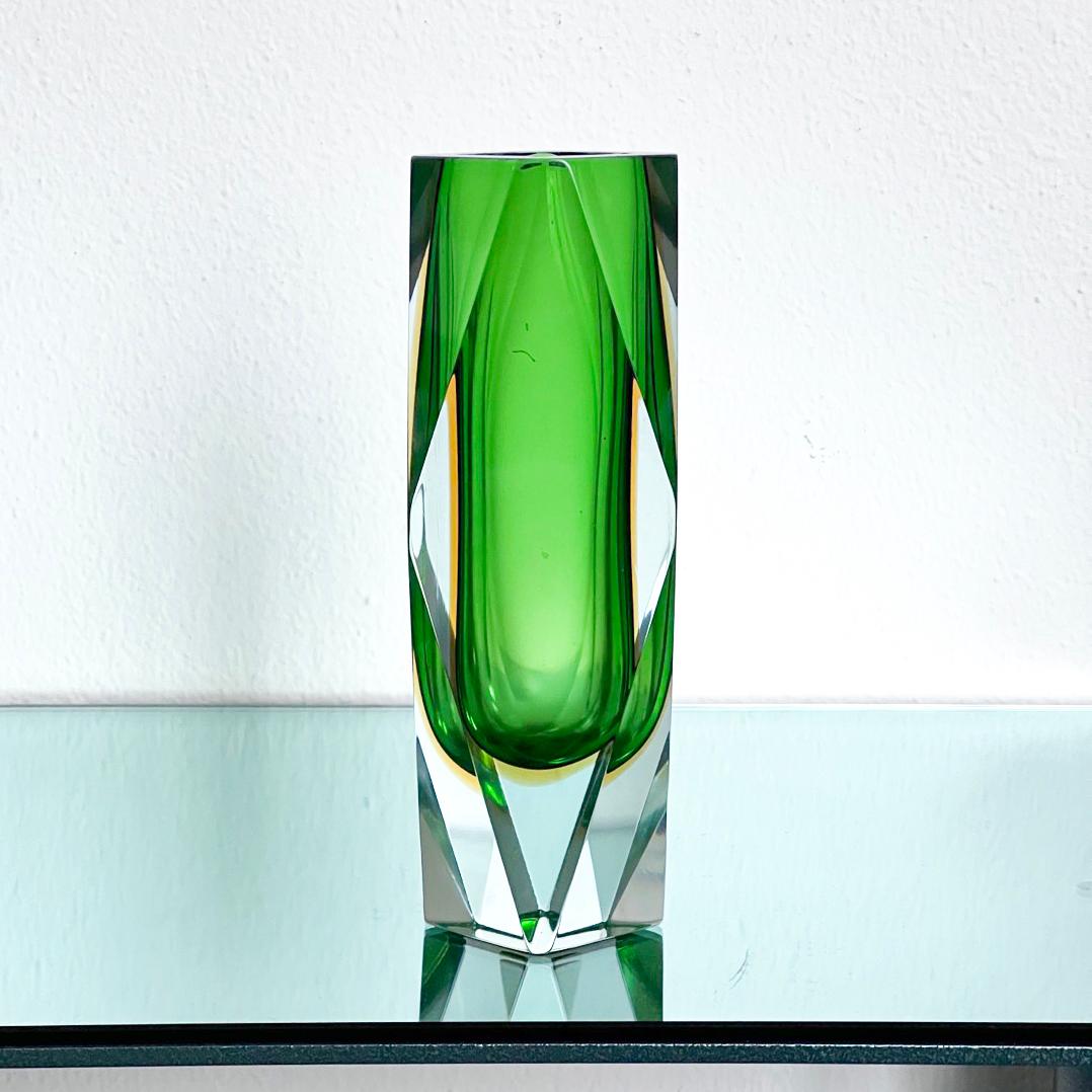 Mid-Century Modern Vintage Italian Vase in Massive Green 
