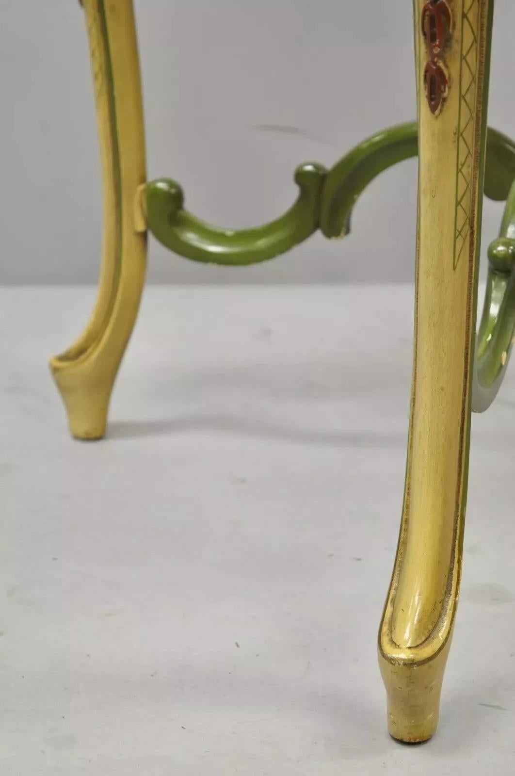Vintage Italian Venetian French Louis XV Style Mesa de Lámpara con Tapa de Mármol Pintada en venta 5