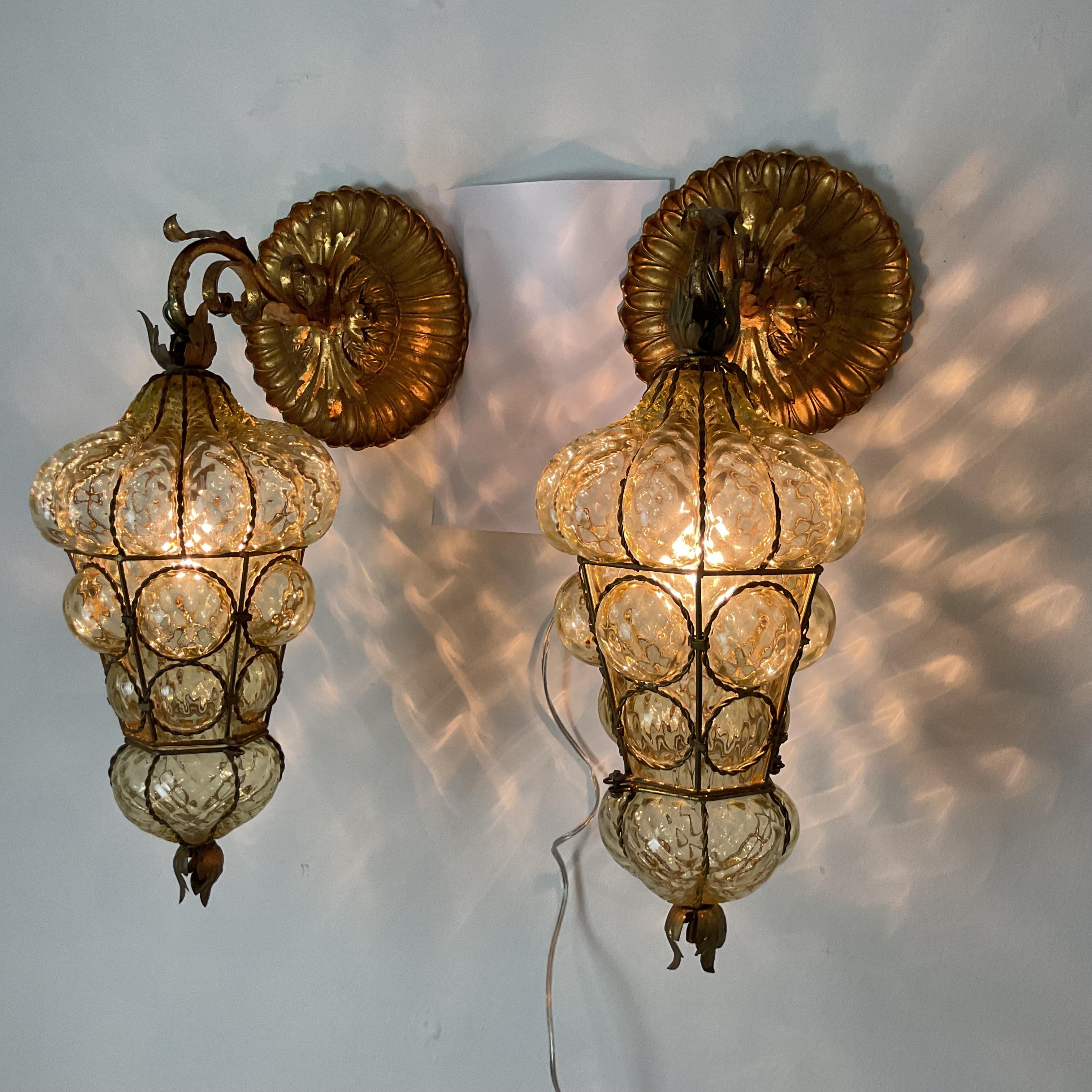Vintage Italian Glass Käfiglaternen aus venezianischem Glas im Angebot 7