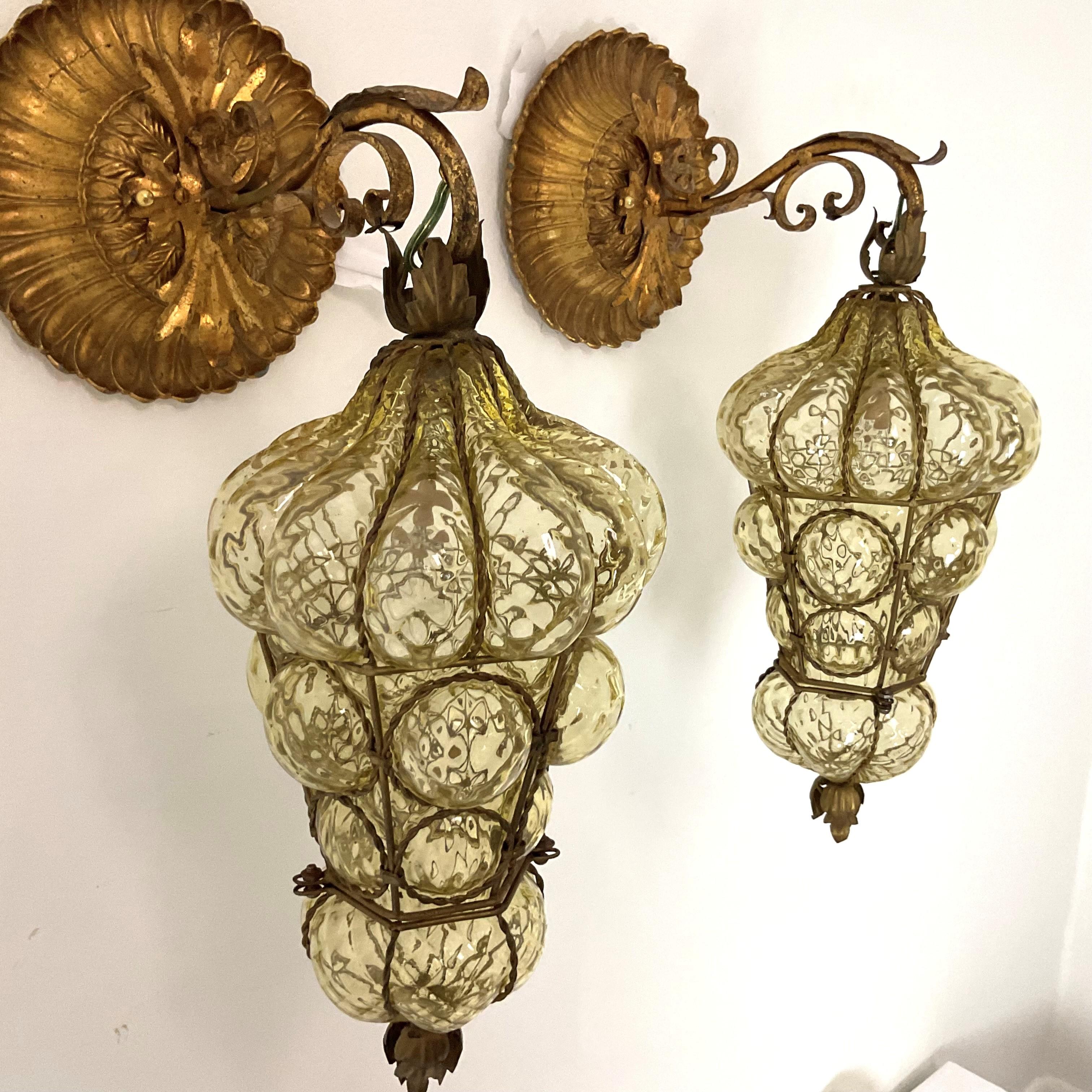 Vintage Italian Glass Käfiglaternen aus venezianischem Glas (Italienisch) im Angebot