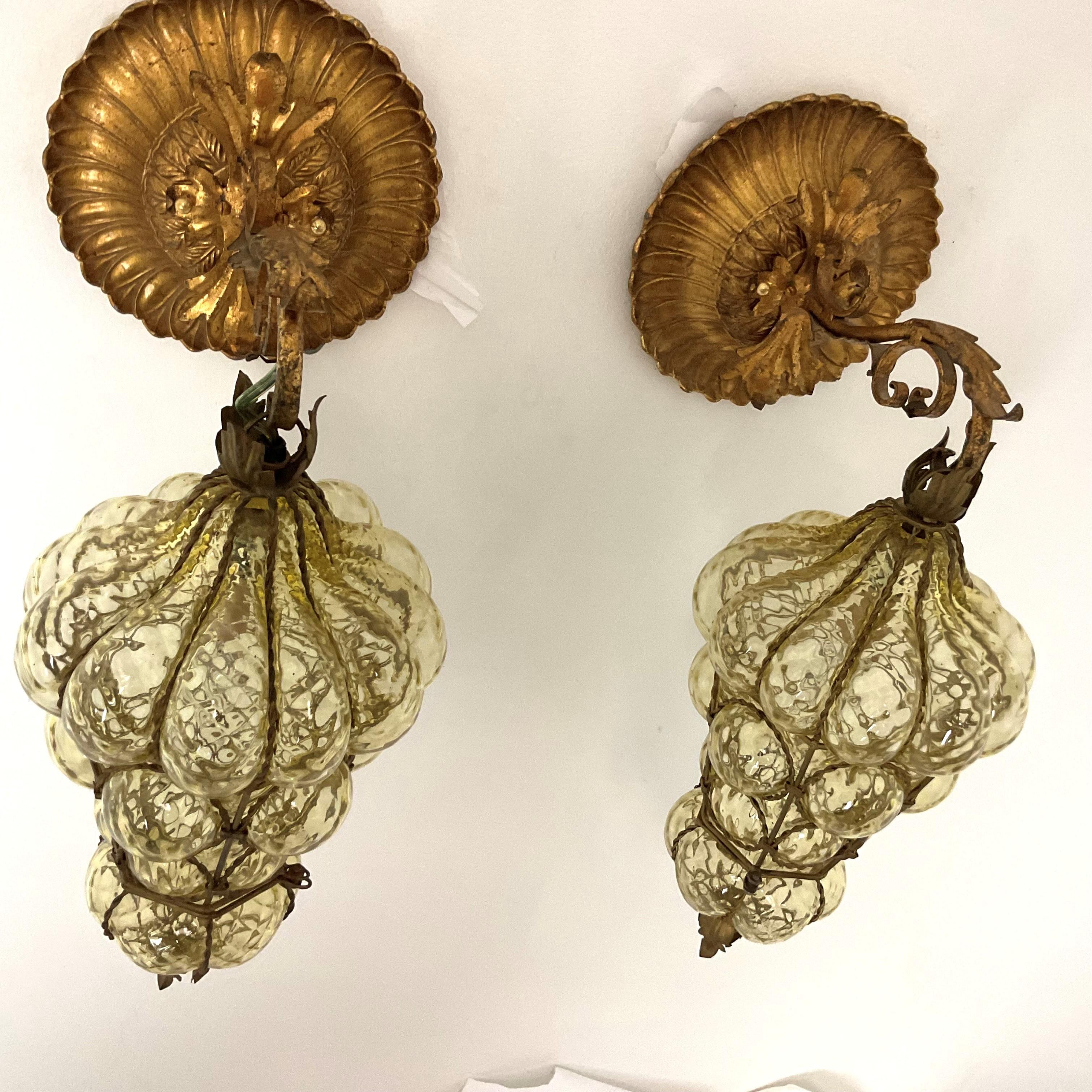 Vintage Italian Glass Käfiglaternen aus venezianischem Glas im Zustand „Gut“ im Angebot in West Palm Beach, FL