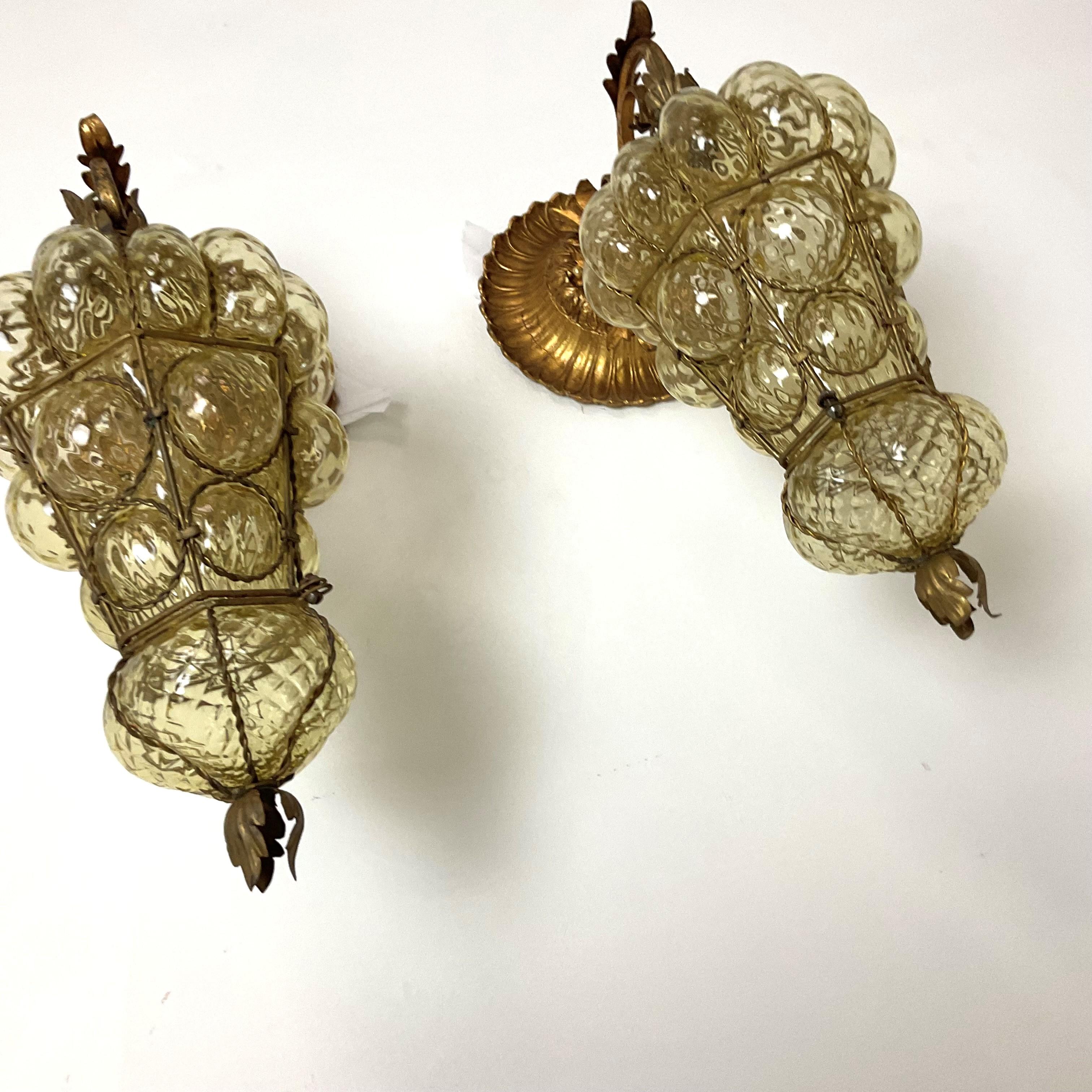 Vintage Italian Glass Käfiglaternen aus venezianischem Glas (Mitte des 20. Jahrhunderts) im Angebot