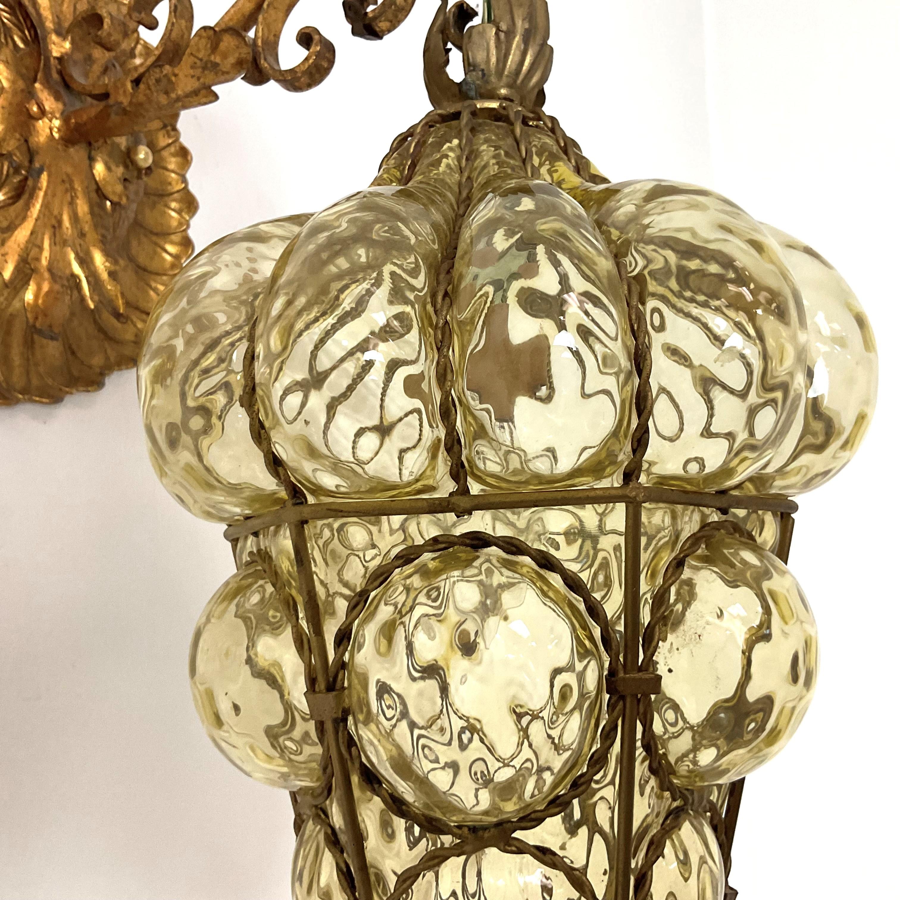 Vintage Italian Glass Käfiglaternen aus venezianischem Glas (Metall) im Angebot