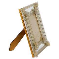 Cadre photo vintage italien vénitien en verre de Murano fabriqué à la main