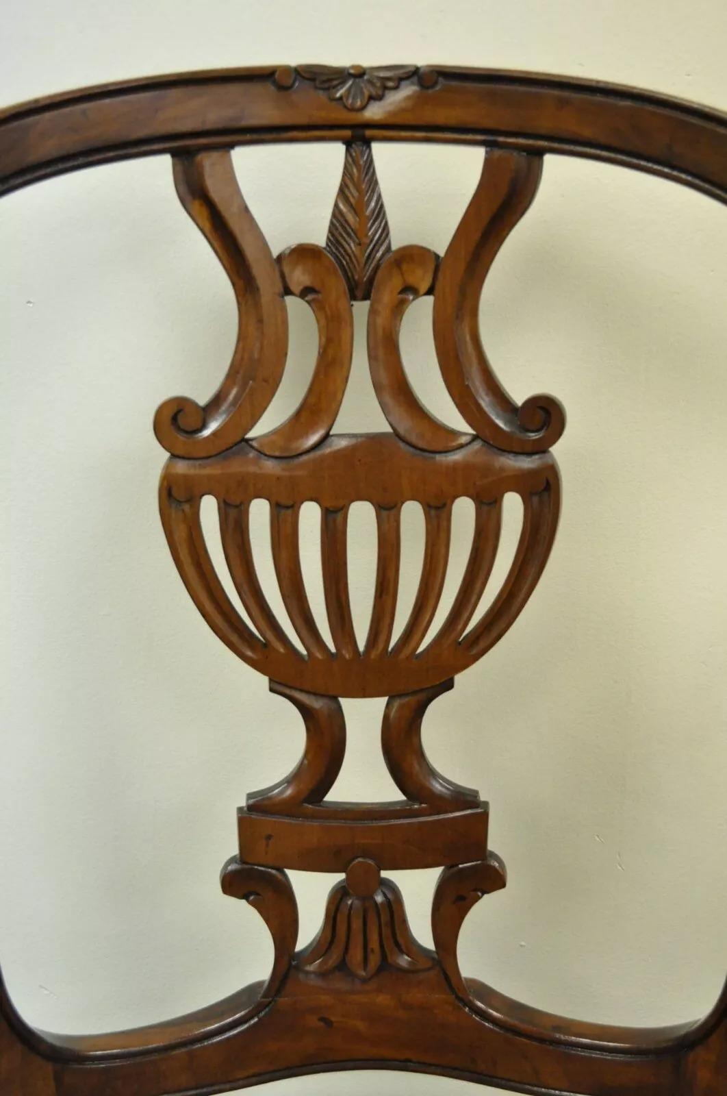 Other Vintage Italian Venetian Style Cherry Wood Cane Seat Arm Chairs - a Pair For Sale