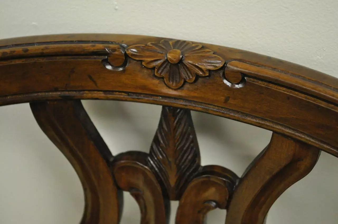 Unknown Vintage Italian Venetian Style Cherry Wood Cane Seat Arm Chairs - a Pair For Sale