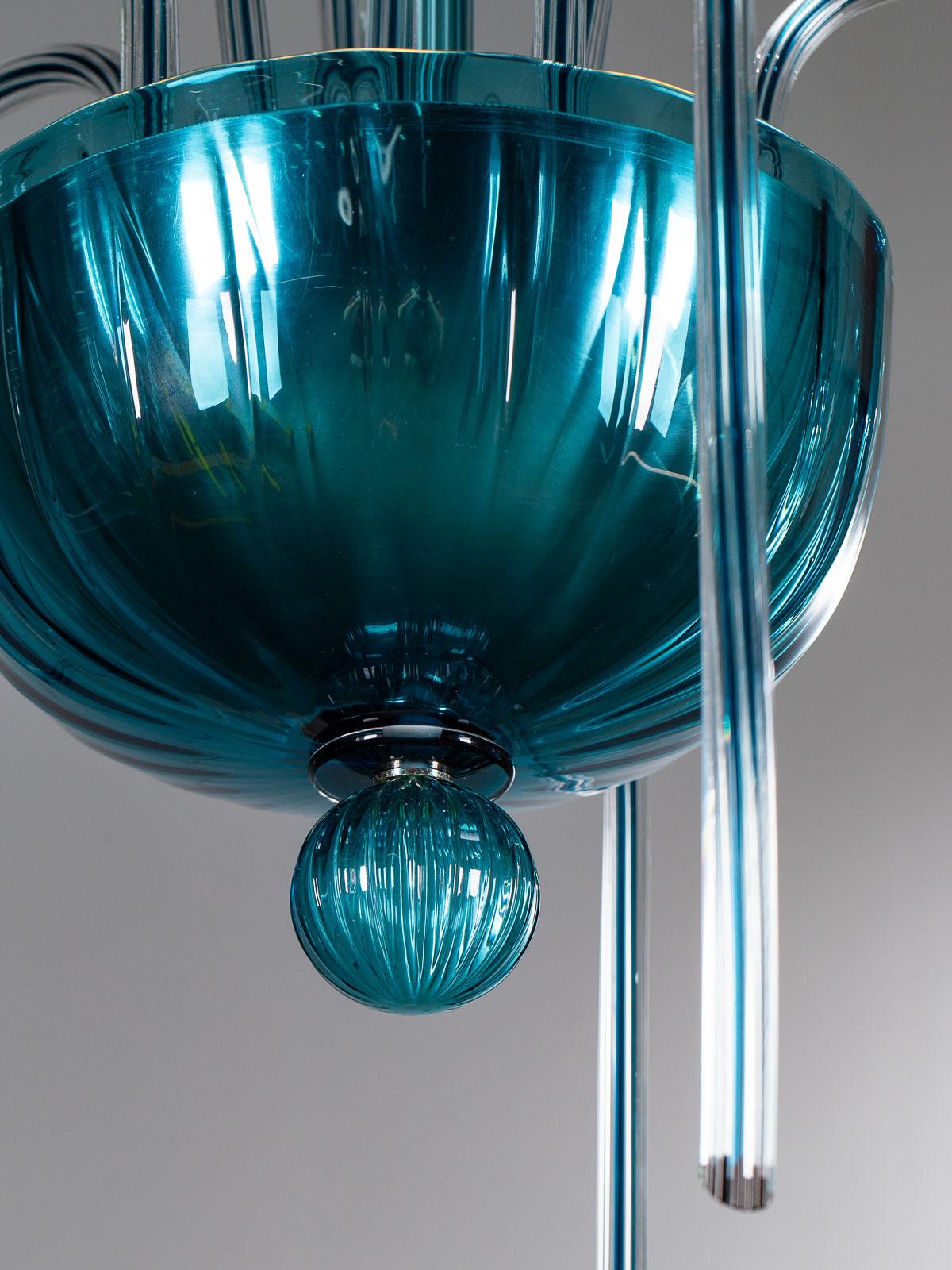 Vintage Italian Venini Fountain Murano Blue Glass Chandelier No. 99.35 (Moderne)