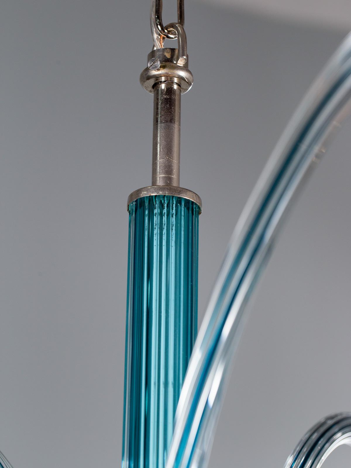 Murano Glass Vintage Italian Venini Fountain Murano Blue Glass Chandelier No. 99.35
