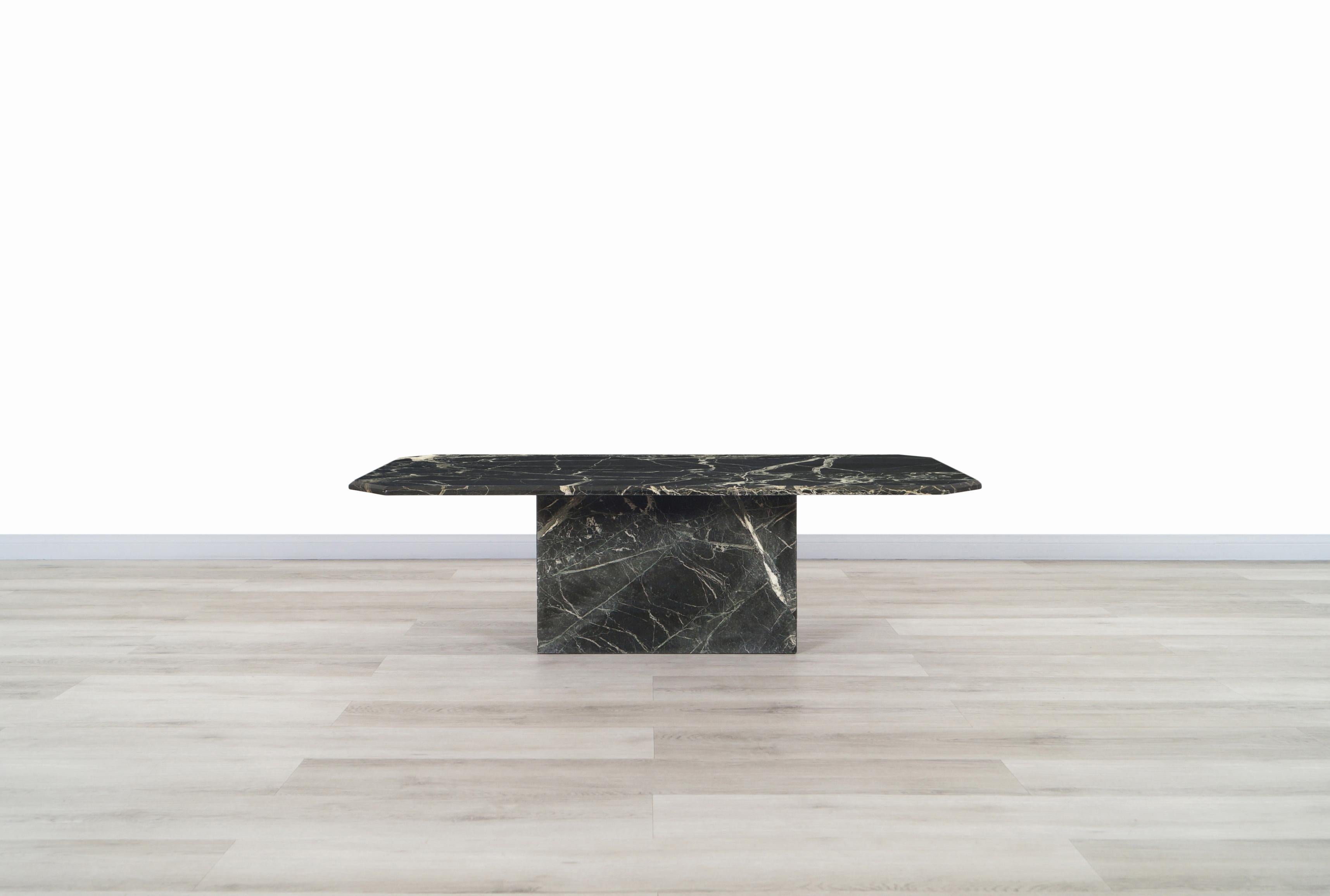 Vintage Italian Verde Empress Marble Coffee Table In Good Condition In North Hollywood, CA