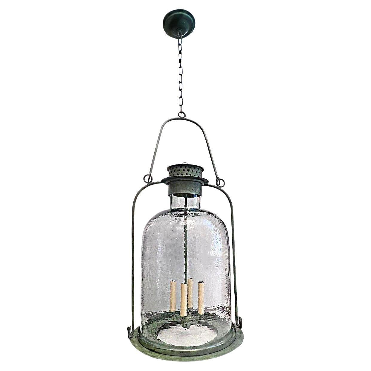 Vintage Verdigris Solid Brass Lantern at 1stDibs