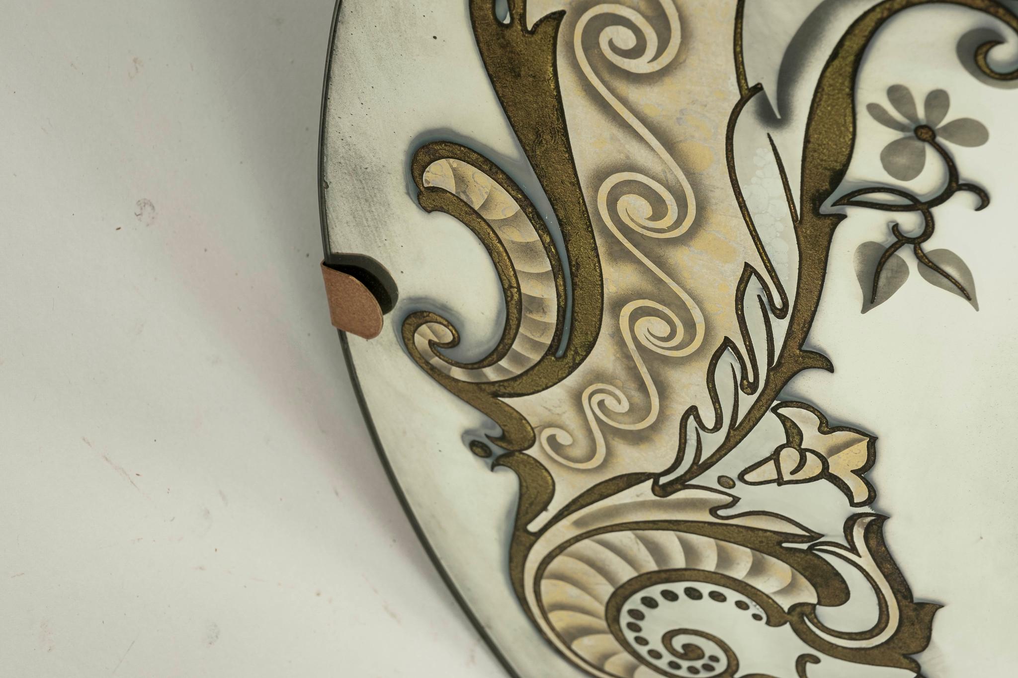 Mid 20th century Italian hand painted reverse mirror.