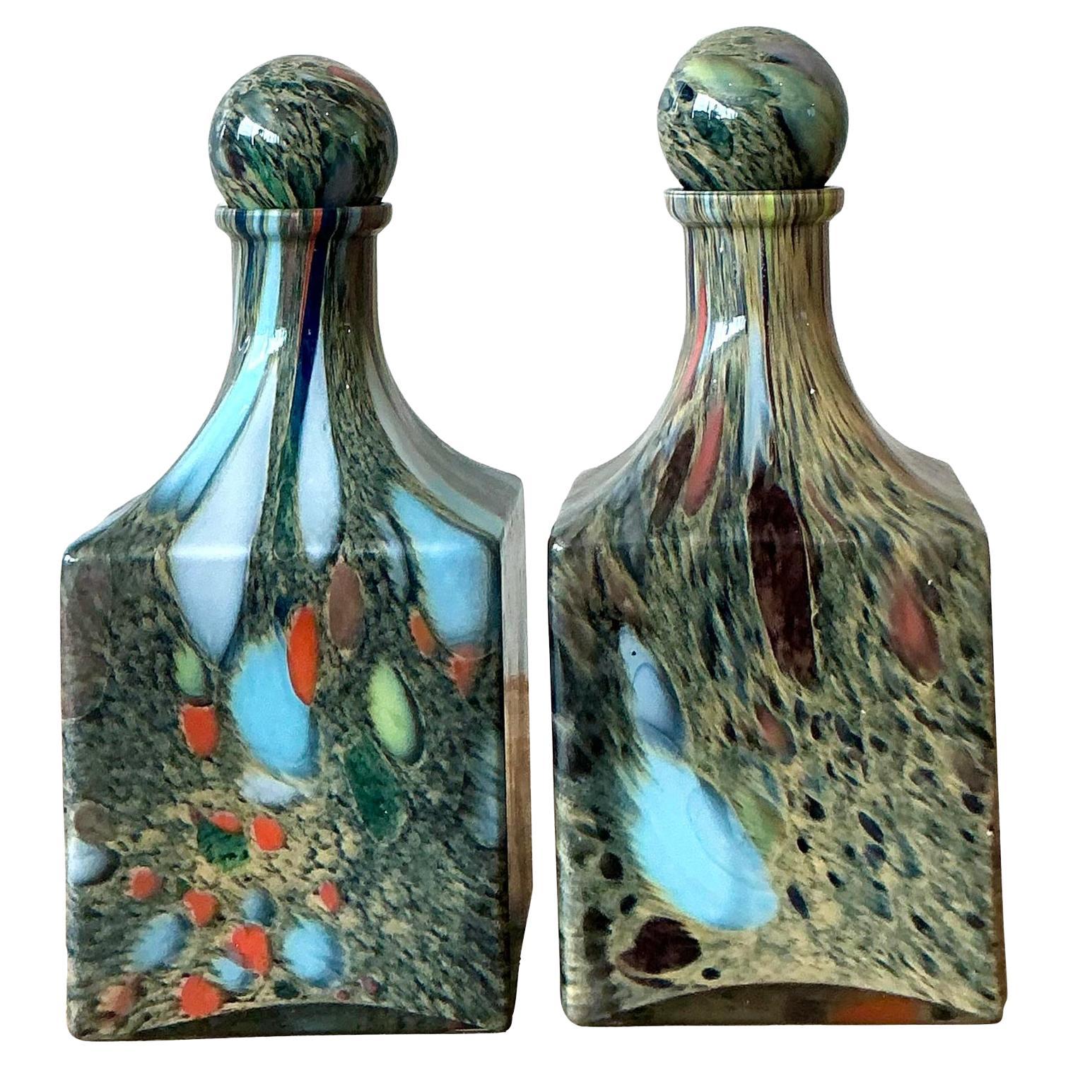 Bottiglie di vetro di Murano Vintage Italian Glass - Set di 2 bottiglie
