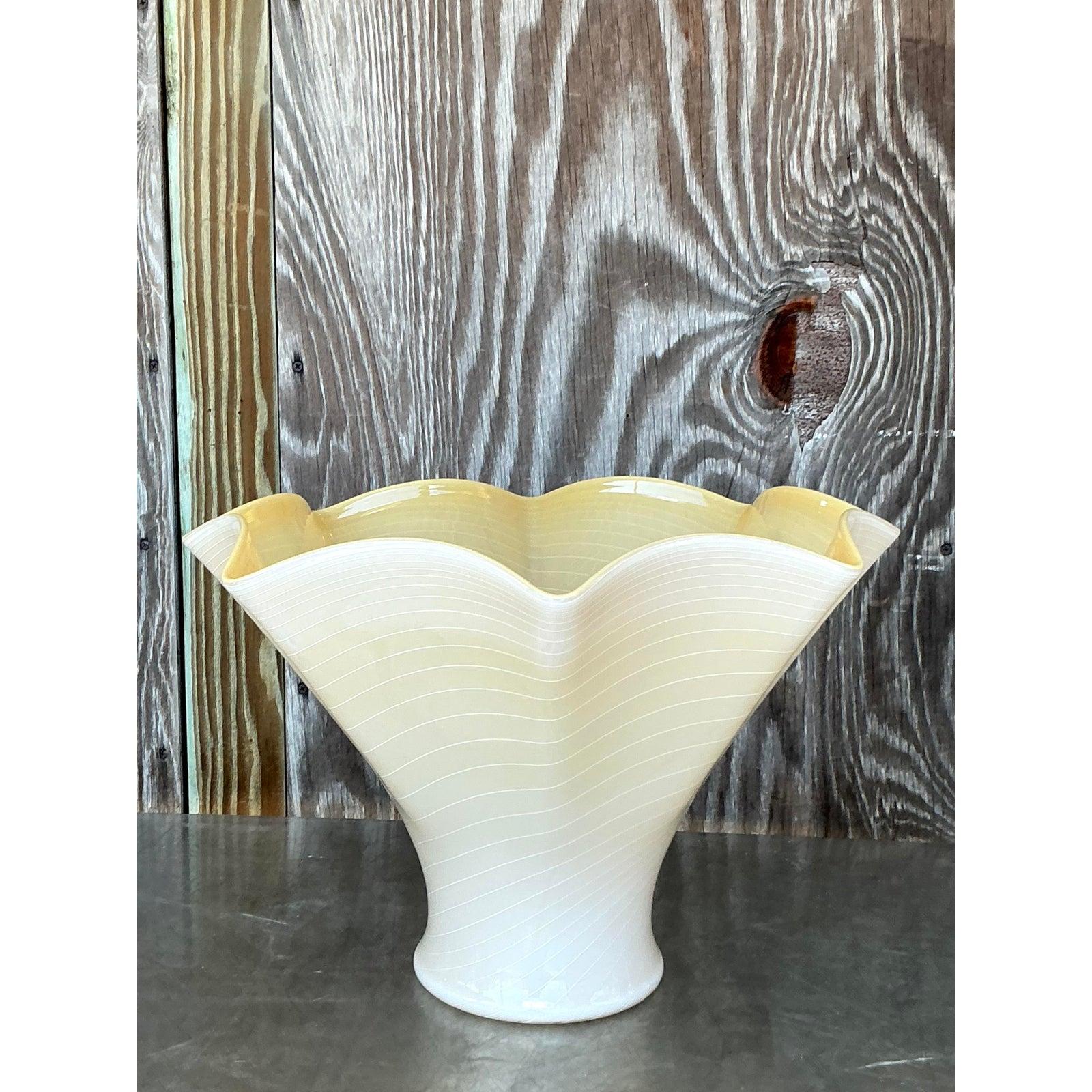 Mid-Century Modern Vintage Italian Vetri Murano Glass Handkerchief Lamp For Sale