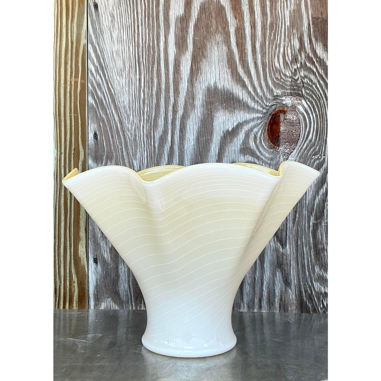Vintage Italian Vetri Murano Glass Handkerchief Lamp For Sale 2