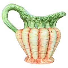 Vintage Italian Vietri Glazed Ceramic Carrots Pitcher