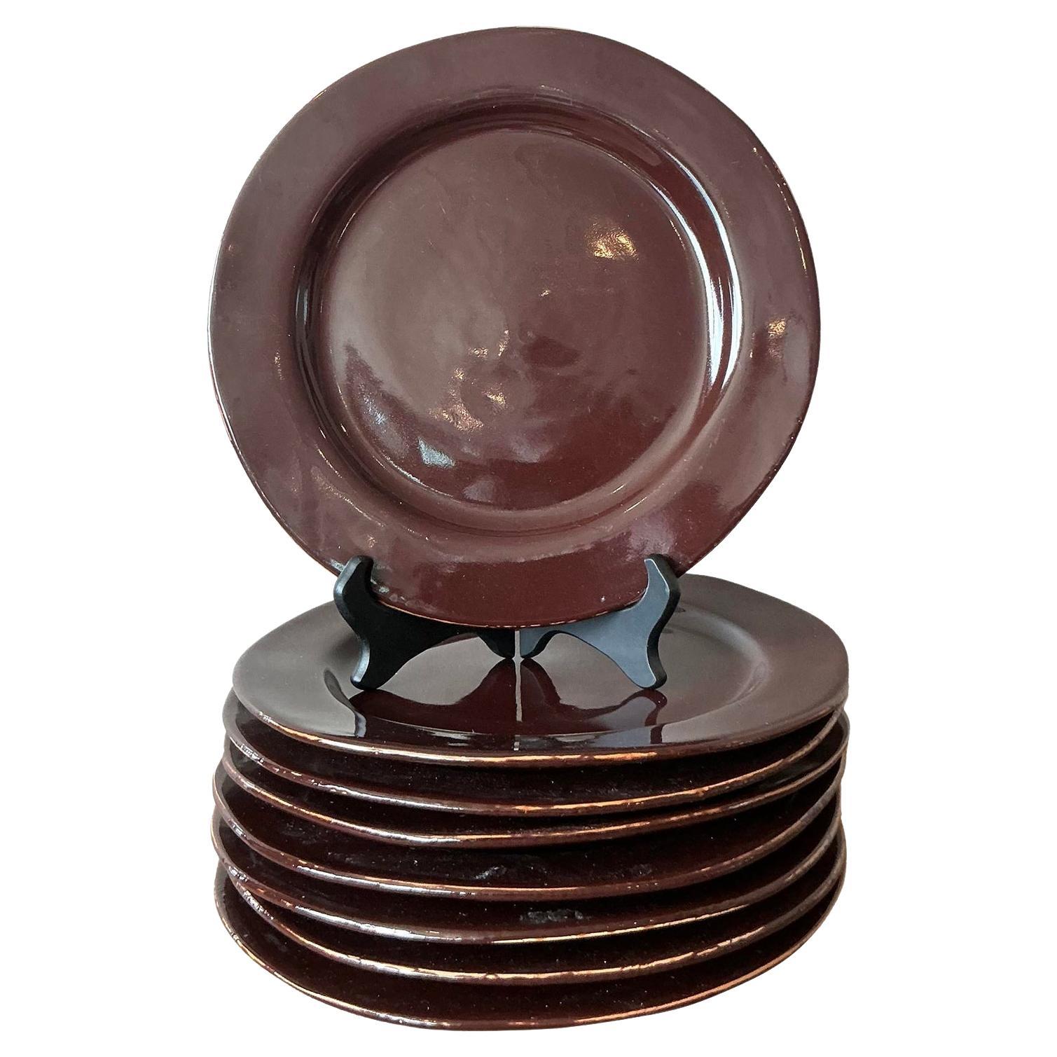 Vintage Italian Vietri Glazed Ceramic Plates - Set of 8