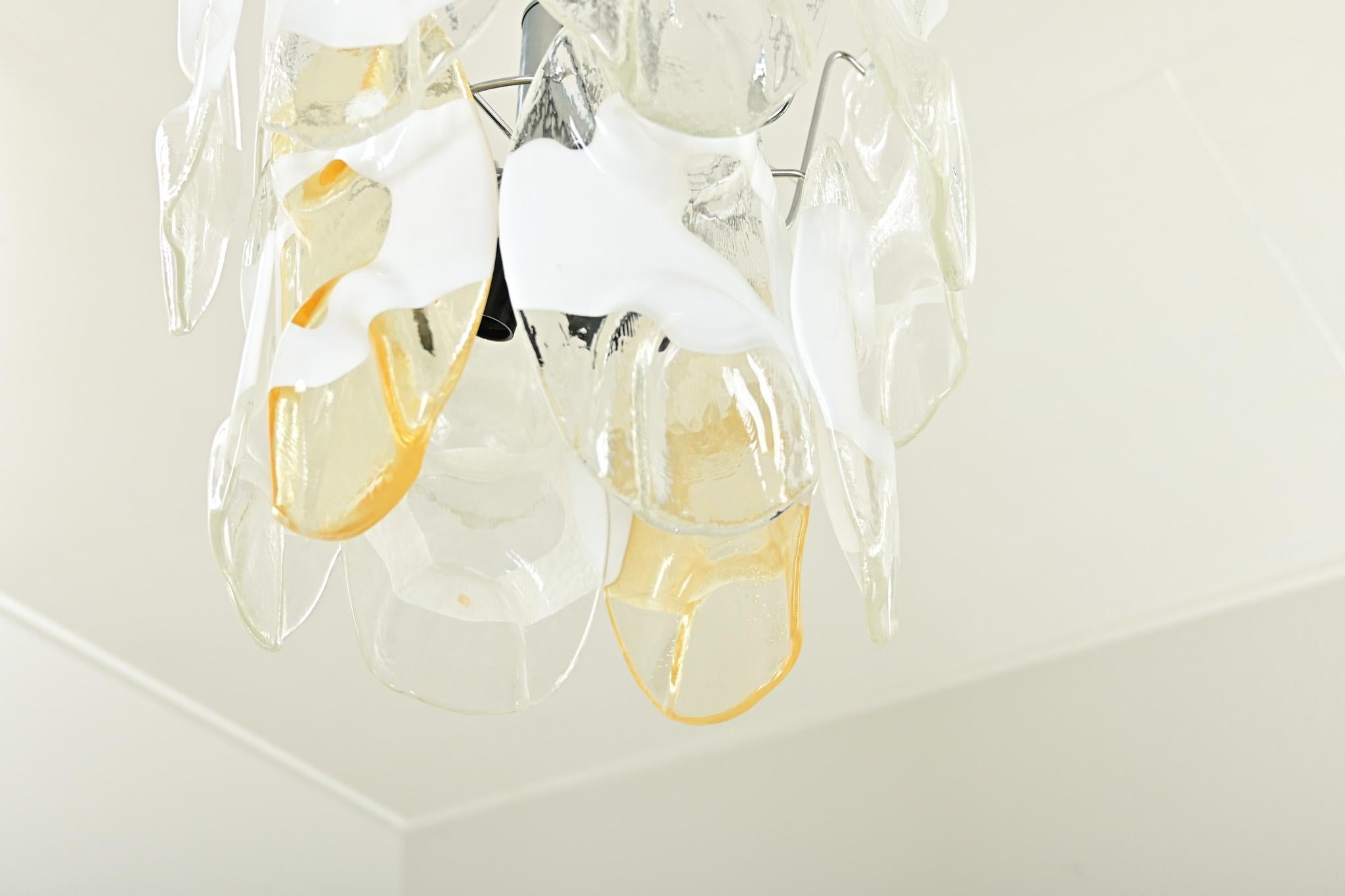 Vintage Italian Vistosi Murano Glass Chandelier For Sale 3