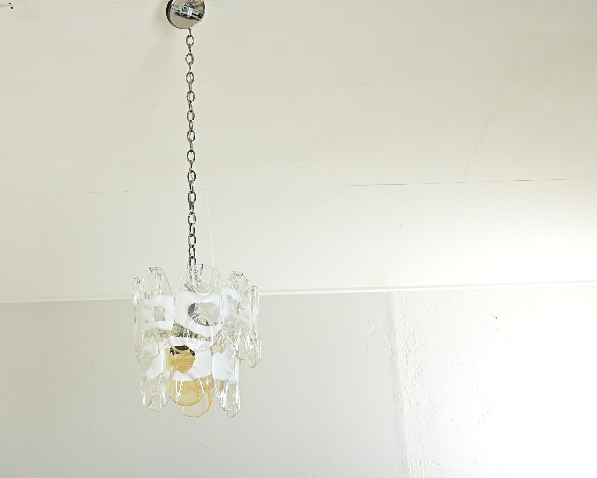 Other Vintage Italian Vistosi Murano Glass Chandelier For Sale