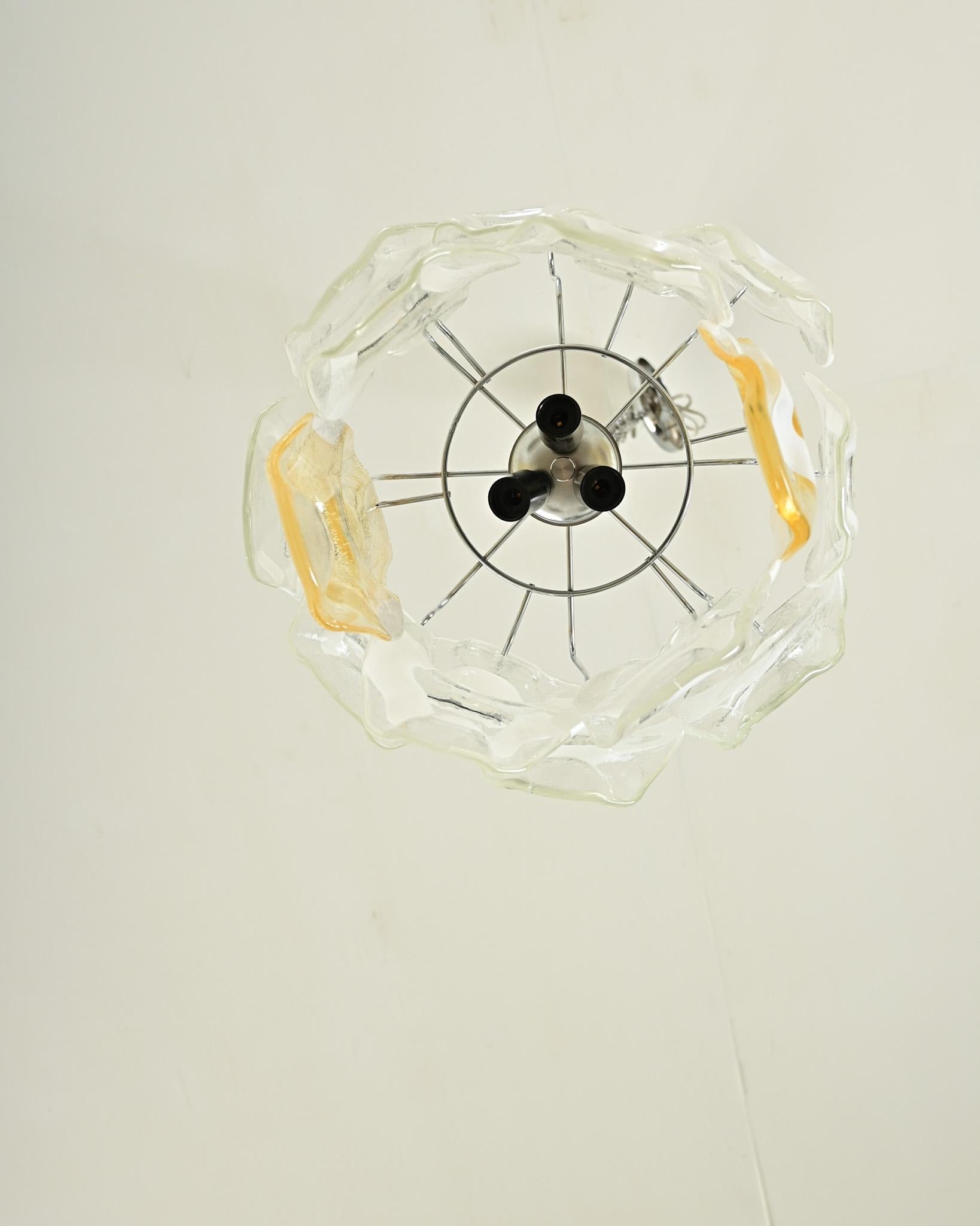 Vintage Italian Vistosi Murano Glass Chandelier In Good Condition For Sale In Baton Rouge, LA