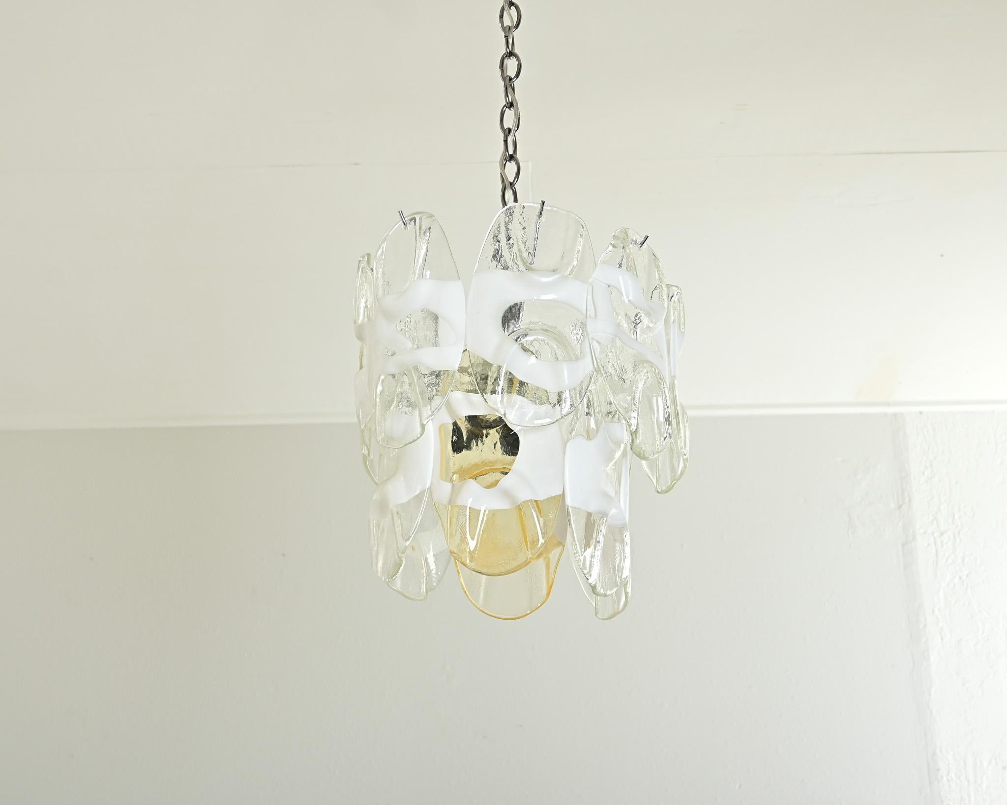 20th Century Vintage Italian Vistosi Murano Glass Chandelier For Sale