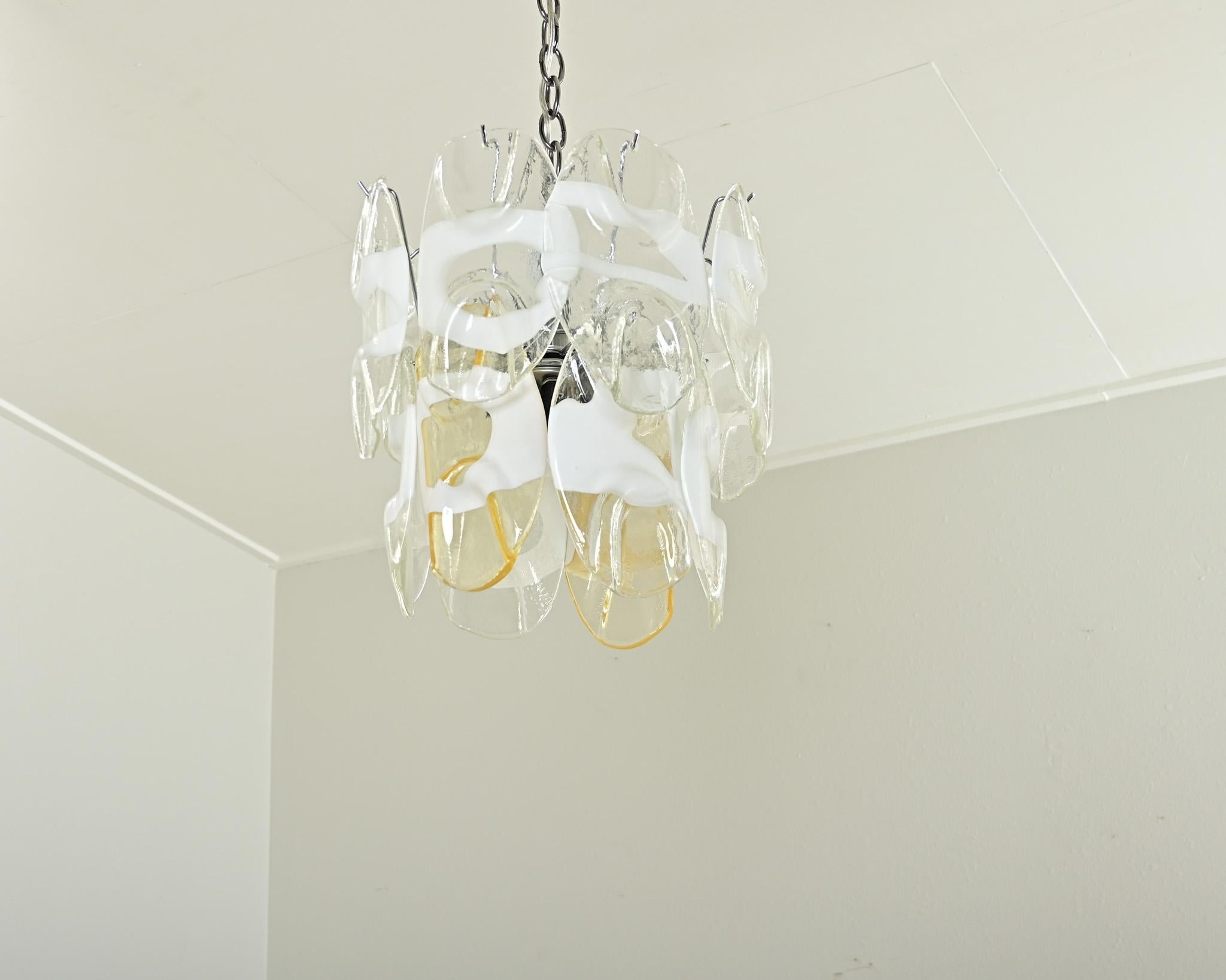 Vintage Italian Vistosi Murano Glass Chandelier For Sale 1