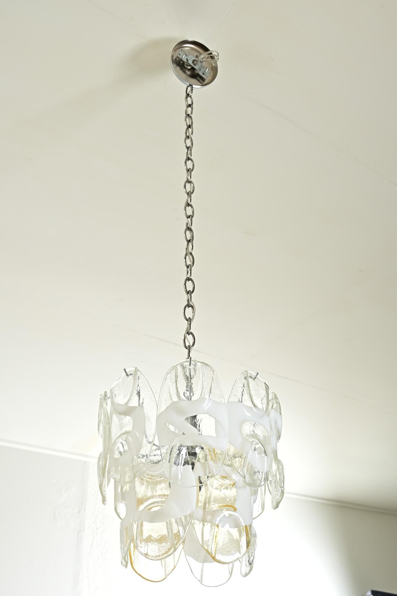 Vintage Italian Vistosi Murano Glass Chandelier For Sale 2