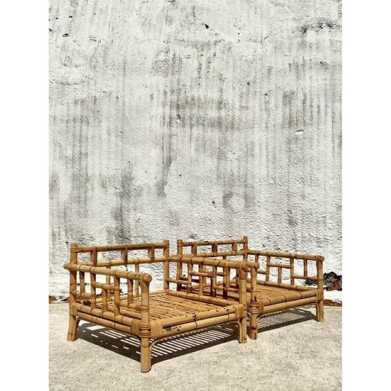 Chaises longues vintage en bambou Vivai del Sud - une paire en vente 3