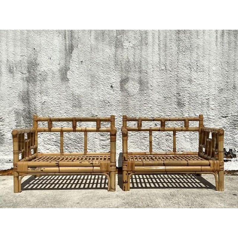 Chaises longues vintage en bambou Vivai del Sud - une paire en vente 4