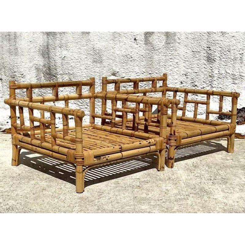Chaises longues vintage en bambou Vivai del Sud - une paire en vente 5