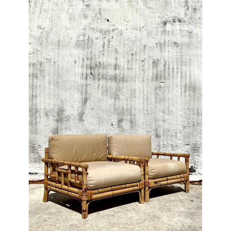 Chaises longues vintage en bambou Vivai del Sud - une paire en vente 6