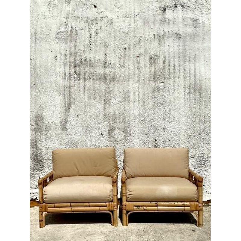 Chaises longues vintage en bambou Vivai del Sud - une paire en vente 2