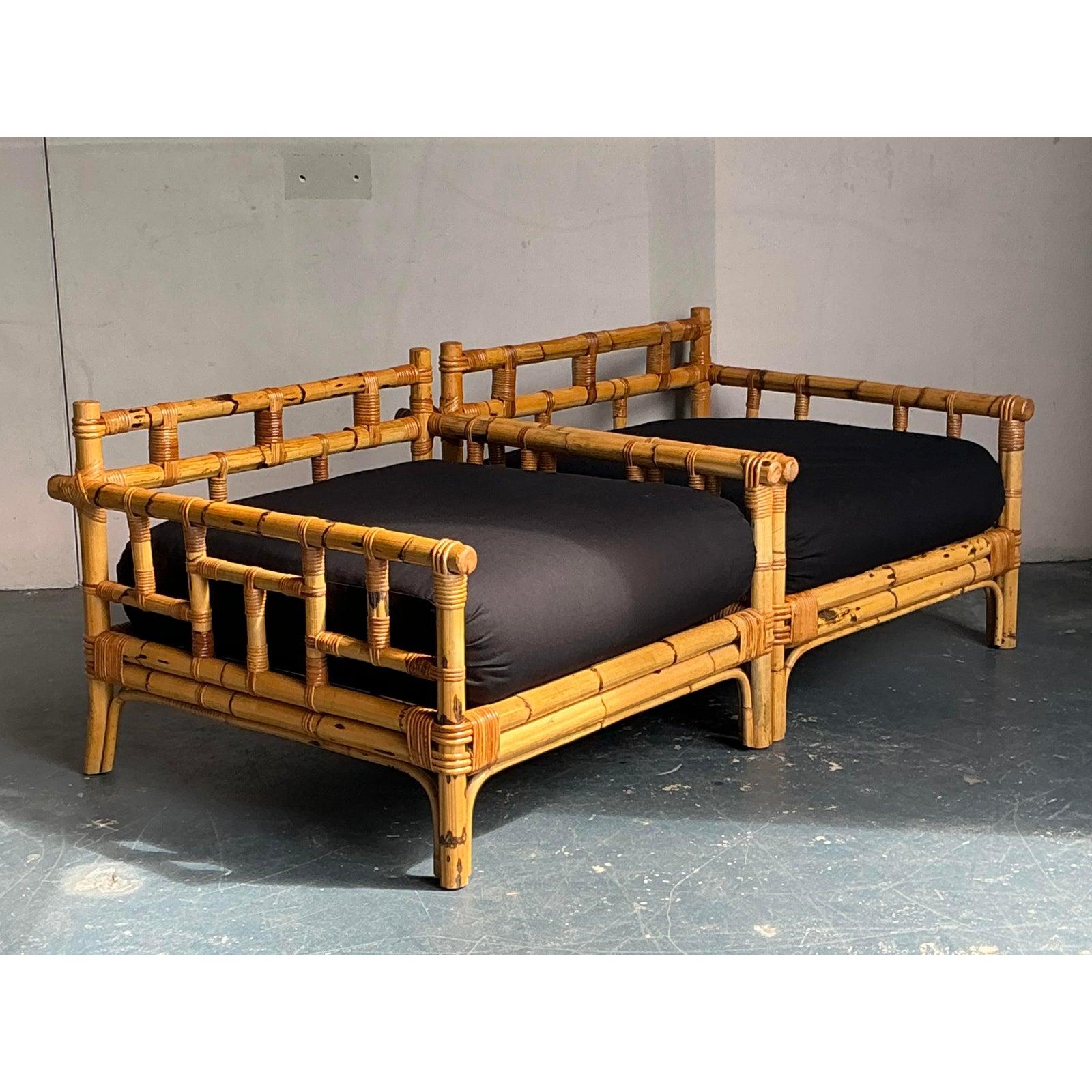 Vintage Italienisch Vivai del Sud Rattan Lounge Stühle - ein Paar im Zustand „Gut“ im Angebot in West Palm Beach, FL