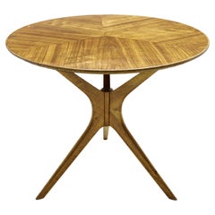 Retro Italian Vladimir Kagan style Tri-symmetric Cherry wood side table  