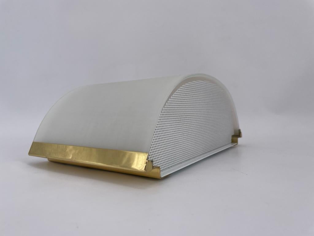 Modern Vintage Italian Wall Light In Opaque Glass And Gold Mount, Series Available For Sale